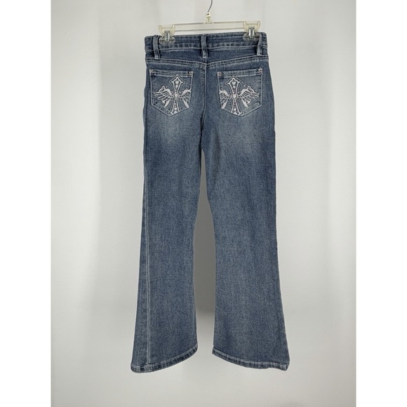 YMI Other - Y2K Girls YMI Flare Jeans Cross Wing Rhinestone Embellished Bootcut Low Rise 10